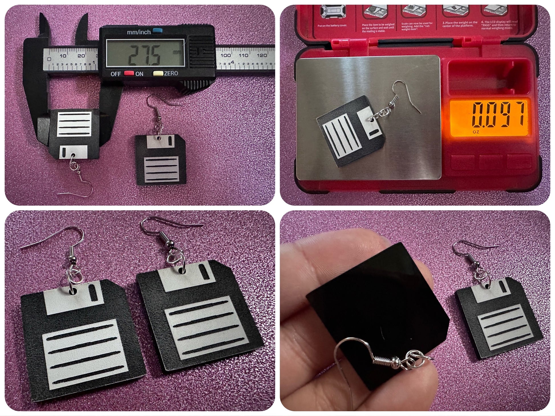 Floppy Fisk Earrings: Laser Cut Acrylic Floppy Disks, Retro Tech, Storage, Tech Nerd, Novelty Earrings, Best Gifts for Her/Him/Them