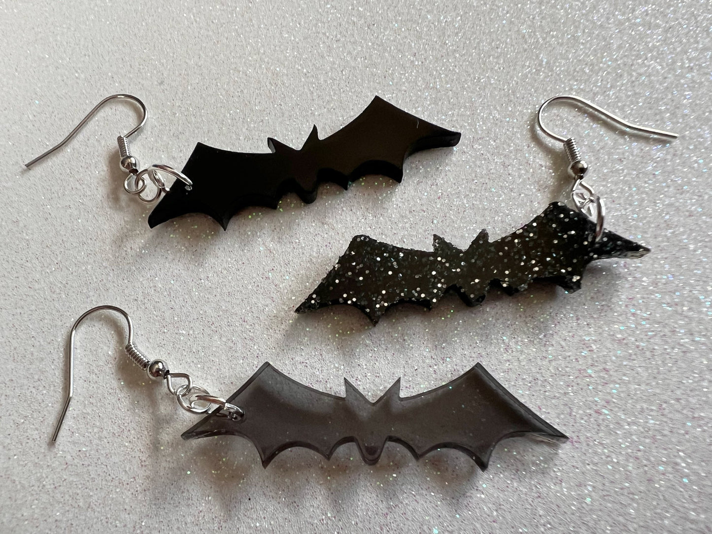 Flying Bat Earrings: Laser Cut Acrylic Bats, Halloween, Magic, Spooky, Black Bats, Vamp, Vampire, Best Gifts for Her/Him/Them