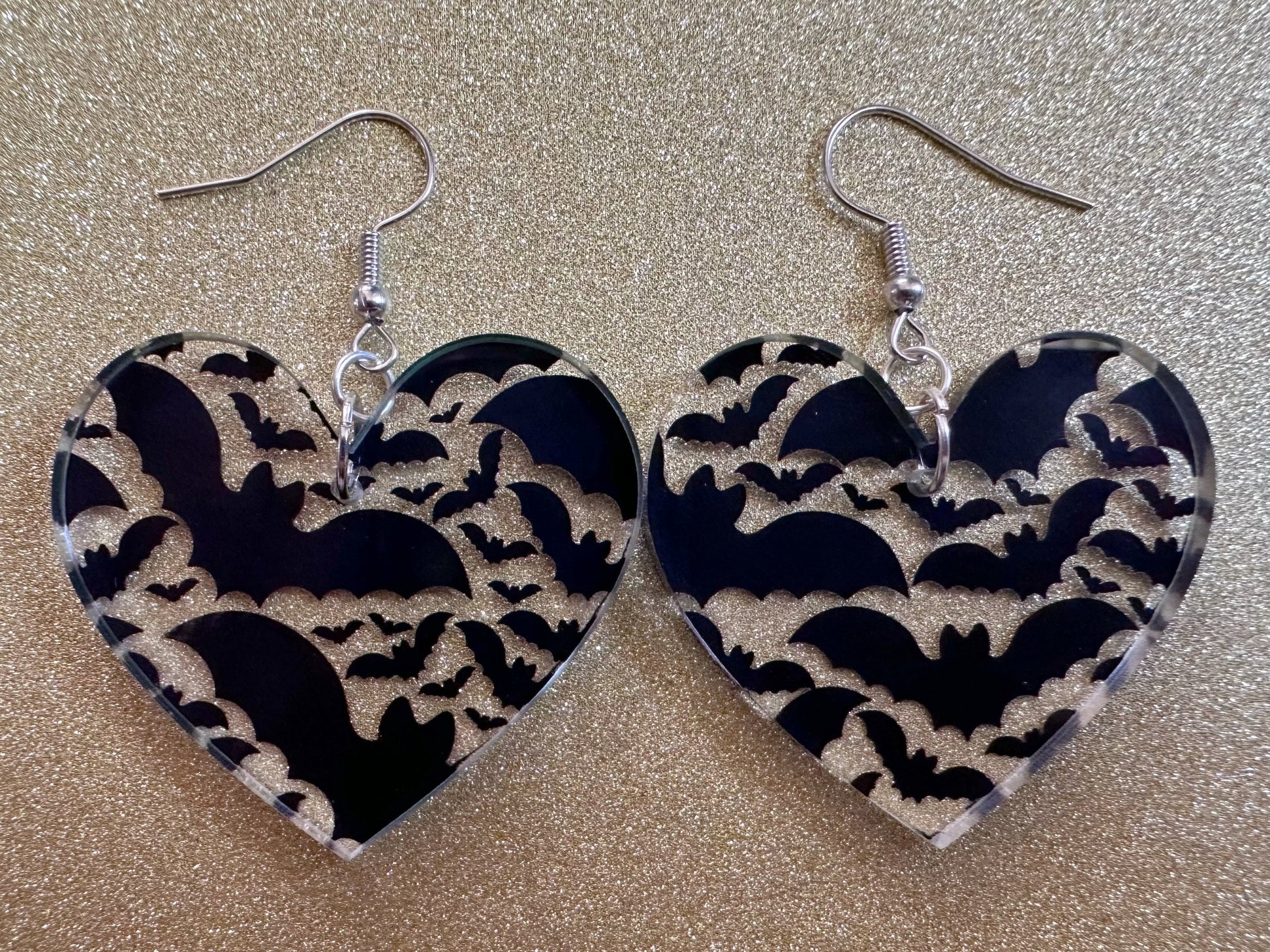 Flying Bat Earrings: Laser Cut Acrylic Bats, Halloween, Magic, Spooky, Black Bats, Vamp, Vampire, Best Gifts for Her/Him/Them
