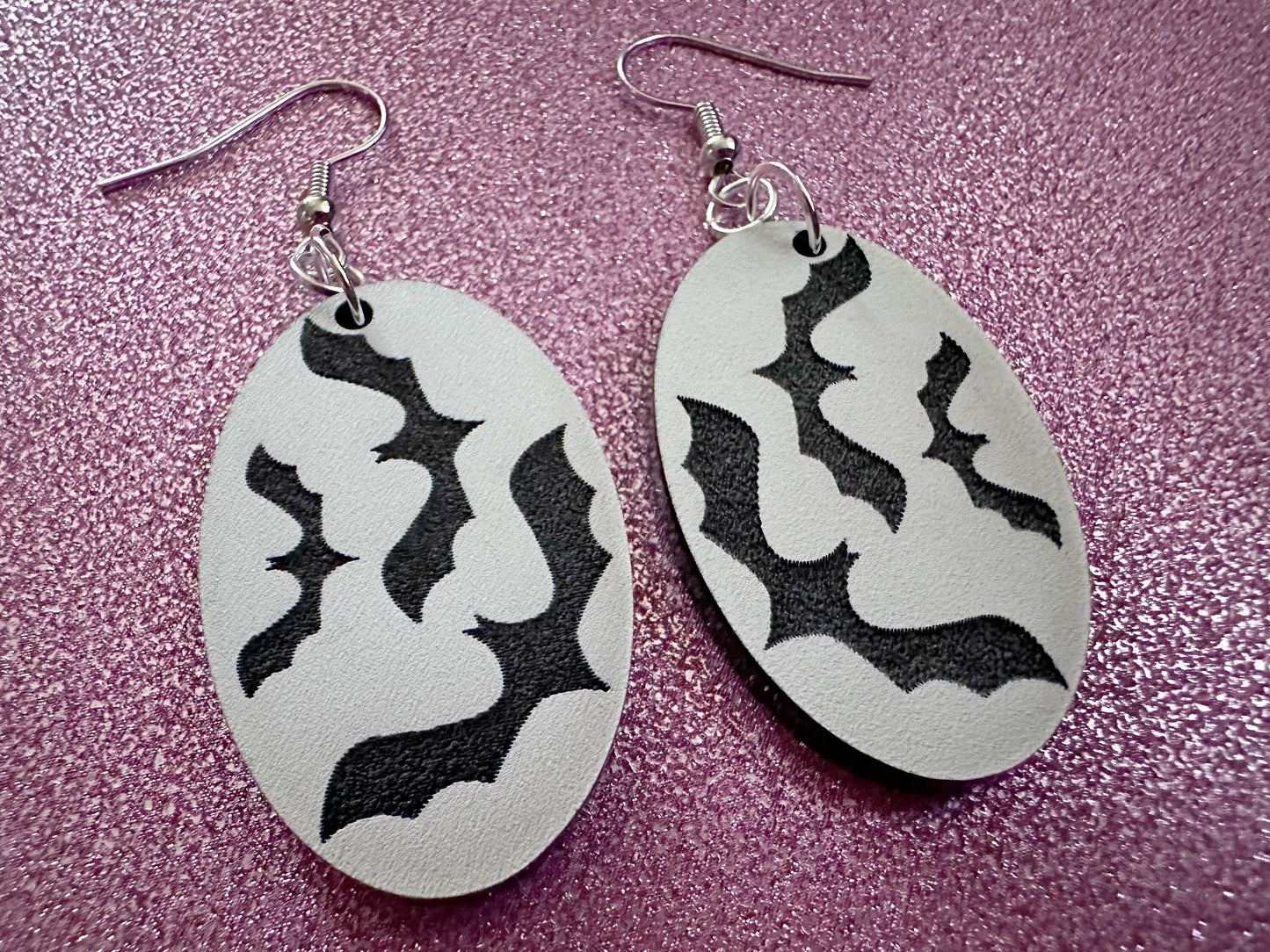 Flying Bat Earrings: Laser Cut Acrylic Bats, Halloween, Magic, Spooky, Black Bats, Vamp, Vampire, Best Gifts for Her/Him/Them