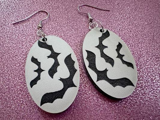 Flying Bat Earrings: Laser Cut Acrylic Bats, Halloween, Magic, Spooky, Black Bats, Vamp, Vampire, Best Gifts for Her/Him/Them