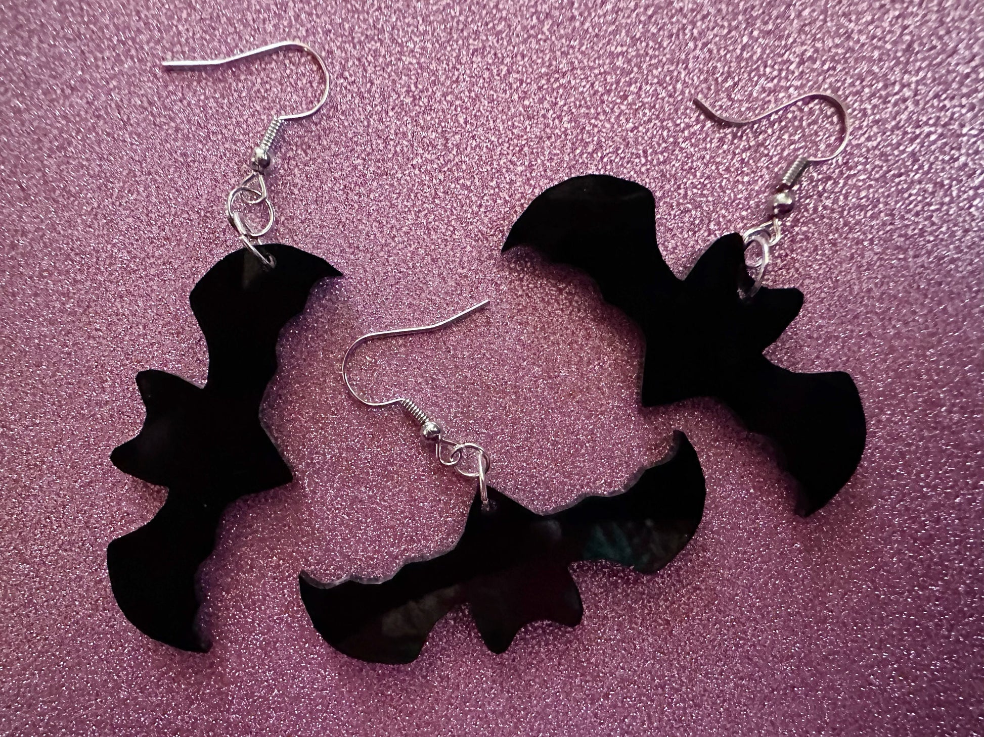 Flying Bat Earrings: Laser Cut Acrylic Bats, Halloween, Magic, Spooky, Black Bats, Vamp, Vampire, Best Gifts for Her/Him/Them