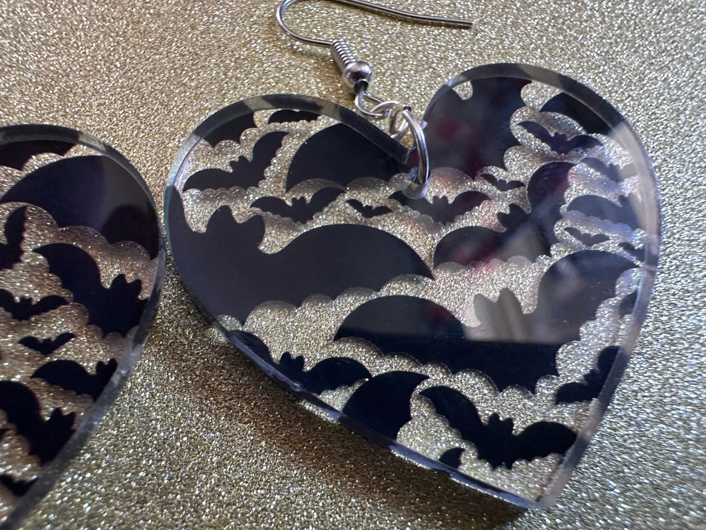 Flying Bat Earrings: Laser Cut Acrylic Bats, Halloween, Magic, Spooky, Black Bats, Vamp, Vampire, Best Gifts for Her/Him/Them