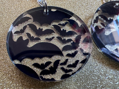 Flying Bat Earrings: Laser Cut Acrylic Bats, Halloween, Magic, Spooky, Black Bats, Vamp, Vampire, Best Gifts for Her/Him/Them