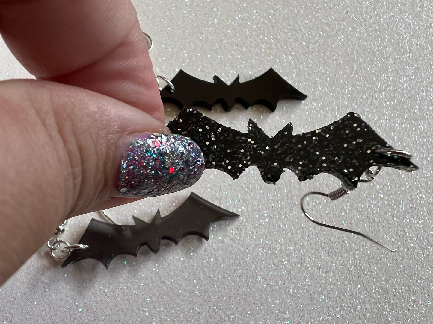 Flying Bat Earrings: Laser Cut Acrylic Bats, Halloween, Magic, Spooky, Black Bats, Vamp, Vampire, Best Gifts for Her/Him/Them