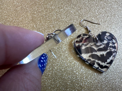 Flying Bat Earrings: Laser Cut Acrylic Bats, Halloween, Magic, Spooky, Black Bats, Vamp, Vampire, Best Gifts for Her/Him/Them