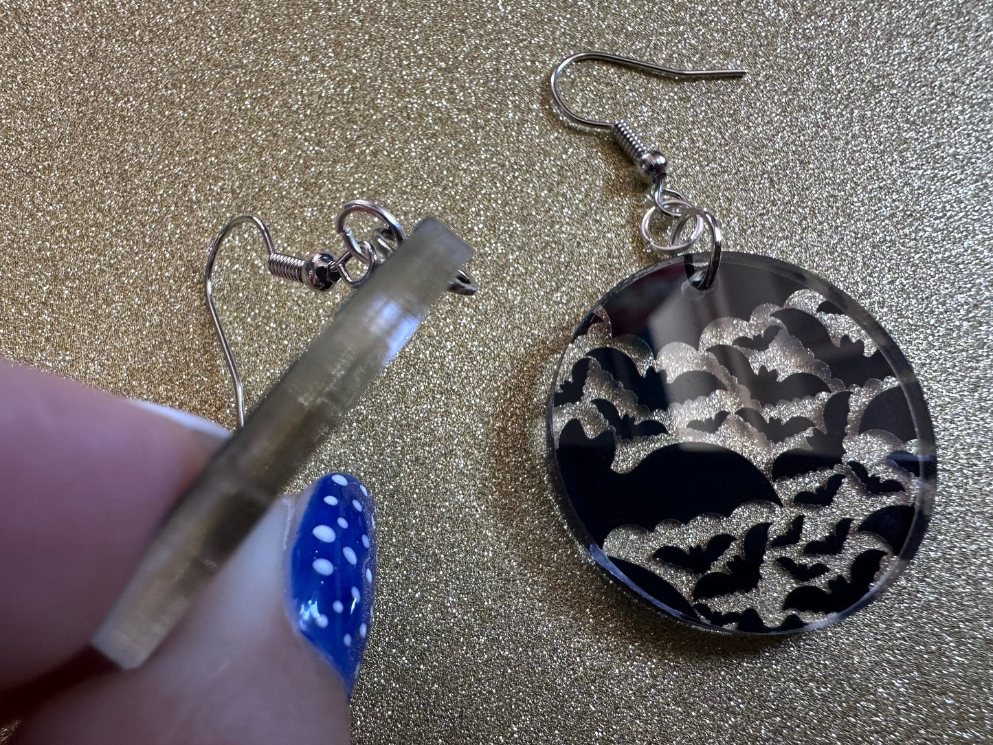 Flying Bat Earrings: Laser Cut Acrylic Bats, Halloween, Magic, Spooky, Black Bats, Vamp, Vampire, Best Gifts for Her/Him/Them