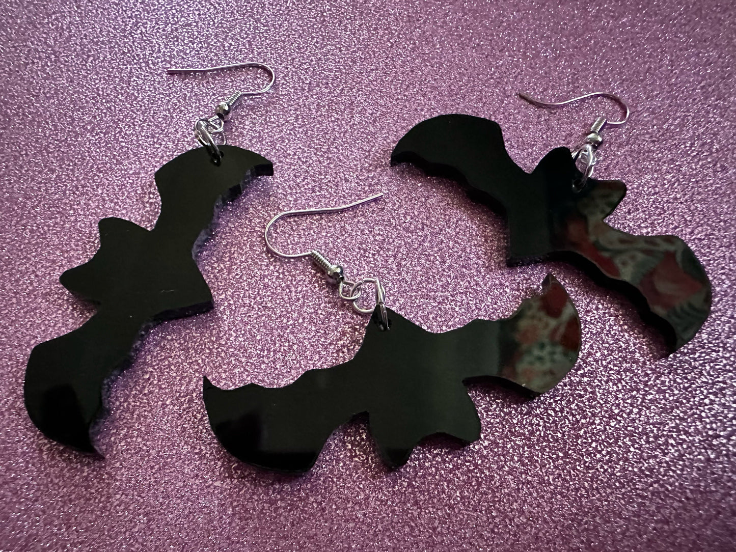 Flying Bat Earrings: Laser Cut Acrylic Bats, Halloween, Magic, Spooky, Black Bats, Vamp, Vampire, Best Gifts for Her/Him/Them