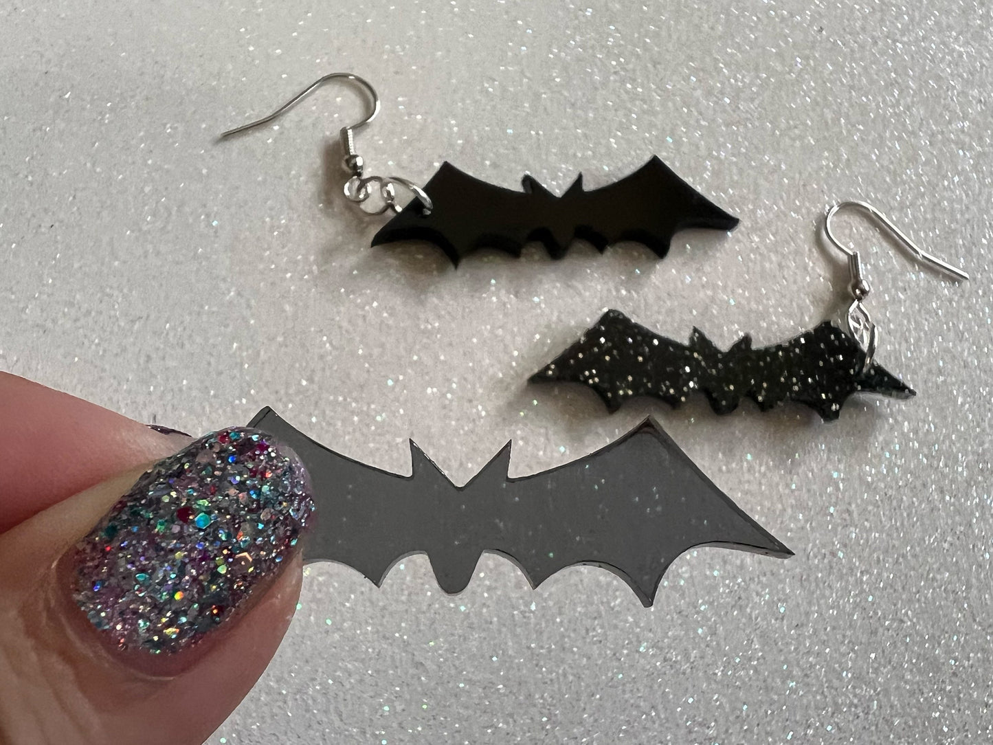 Flying Bat Earrings: Laser Cut Acrylic Bats, Halloween, Magic, Spooky, Black Bats, Vamp, Vampire, Best Gifts for Her/Him/Them