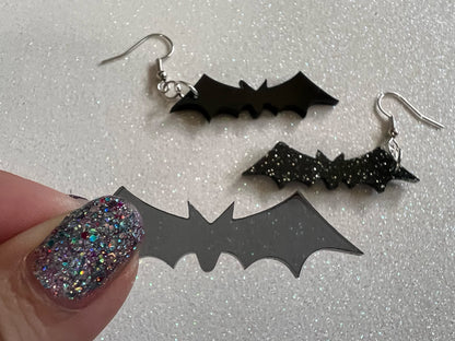 Flying Bat Earrings: Laser Cut Acrylic Bats, Halloween, Magic, Spooky, Black Bats, Vamp, Vampire, Best Gifts for Her/Him/Them