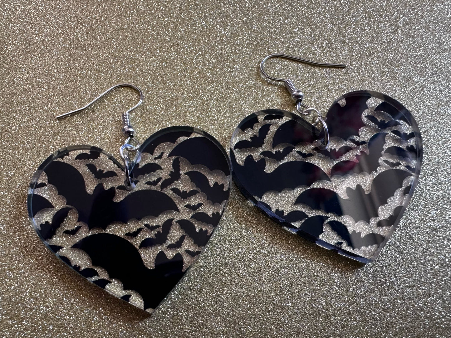 Flying Bat Earrings: Laser Cut Acrylic Bats, Halloween, Magic, Spooky, Black Bats, Vamp, Vampire, Best Gifts for Her/Him/Them