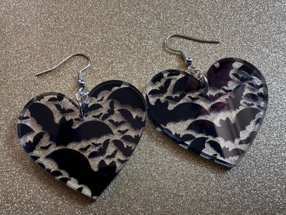 Flying Bat Earrings: Laser Cut Acrylic Bats, Halloween, Magic, Spooky, Black Bats, Vamp, Vampire, Best Gifts for Her/Him/Them