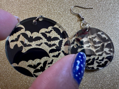Flying Bat Earrings: Laser Cut Acrylic Bats, Halloween, Magic, Spooky, Black Bats, Vamp, Vampire, Best Gifts for Her/Him/Them