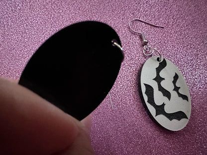 Flying Bat Earrings: Laser Cut Acrylic Bats, Halloween, Magic, Spooky, Black Bats, Vamp, Vampire, Best Gifts for Her/Him/Them
