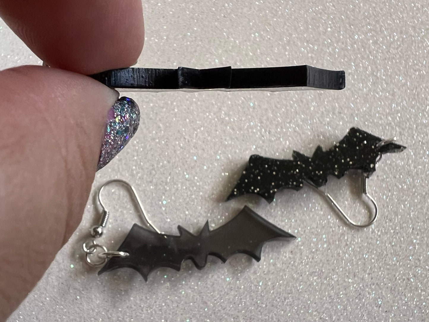 Flying Bat Earrings: Laser Cut Acrylic Bats, Halloween, Magic, Spooky, Black Bats, Vamp, Vampire, Best Gifts for Her/Him/Them