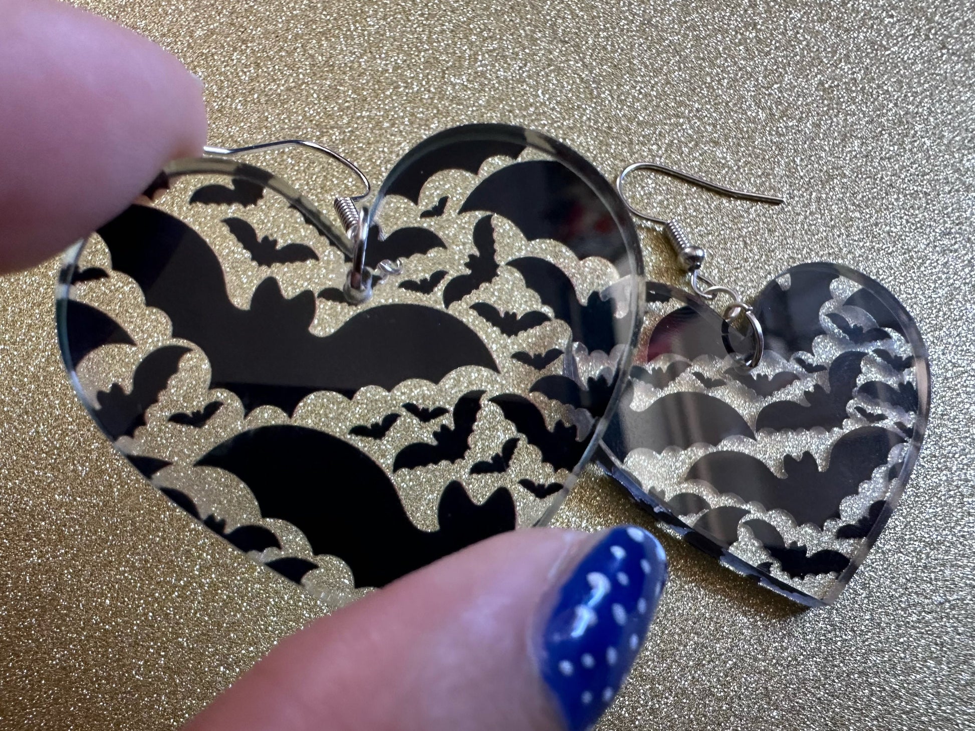 Flying Bat Earrings: Laser Cut Acrylic Bats, Halloween, Magic, Spooky, Black Bats, Vamp, Vampire, Best Gifts for Her/Him/Them