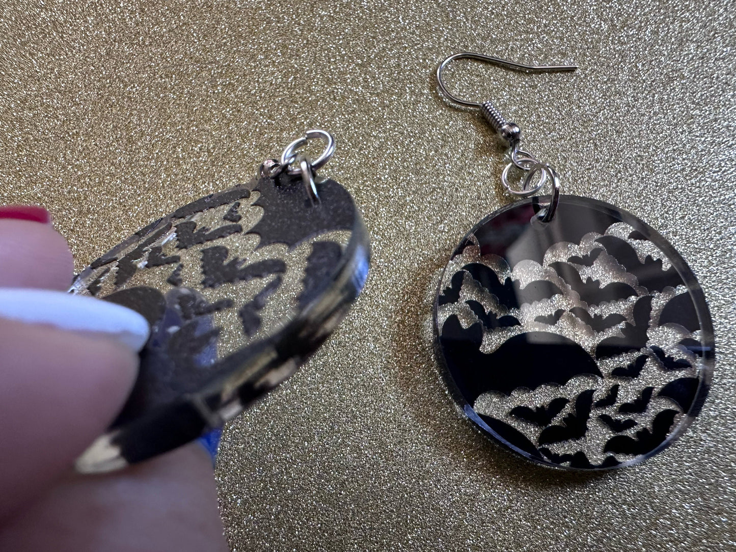 Flying Bat Earrings: Laser Cut Acrylic Bats, Halloween, Magic, Spooky, Black Bats, Vamp, Vampire, Best Gifts for Her/Him/Them