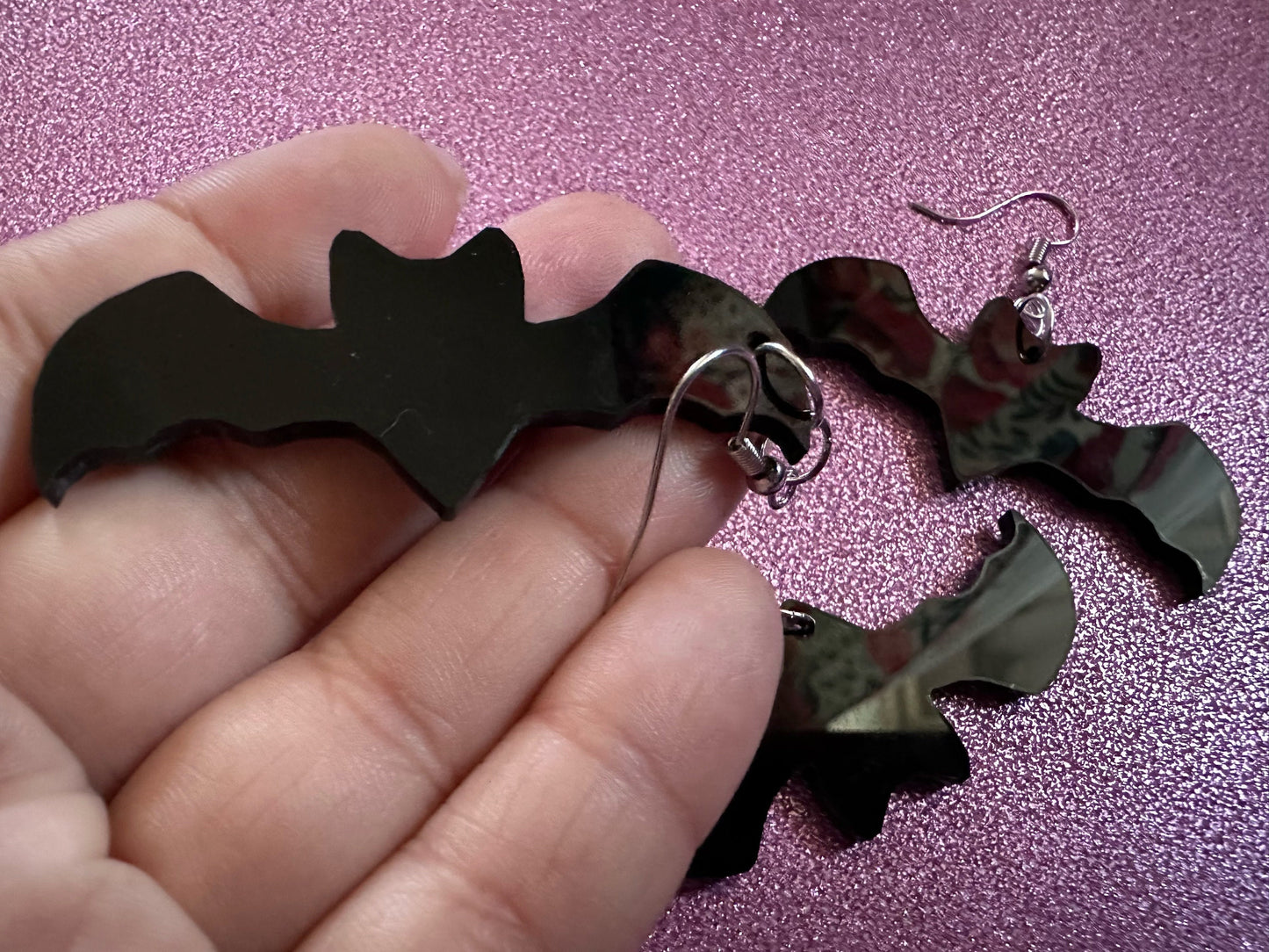 Flying Bat Earrings: Laser Cut Acrylic Bats, Halloween, Magic, Spooky, Black Bats, Vamp, Vampire, Best Gifts for Her/Him/Them