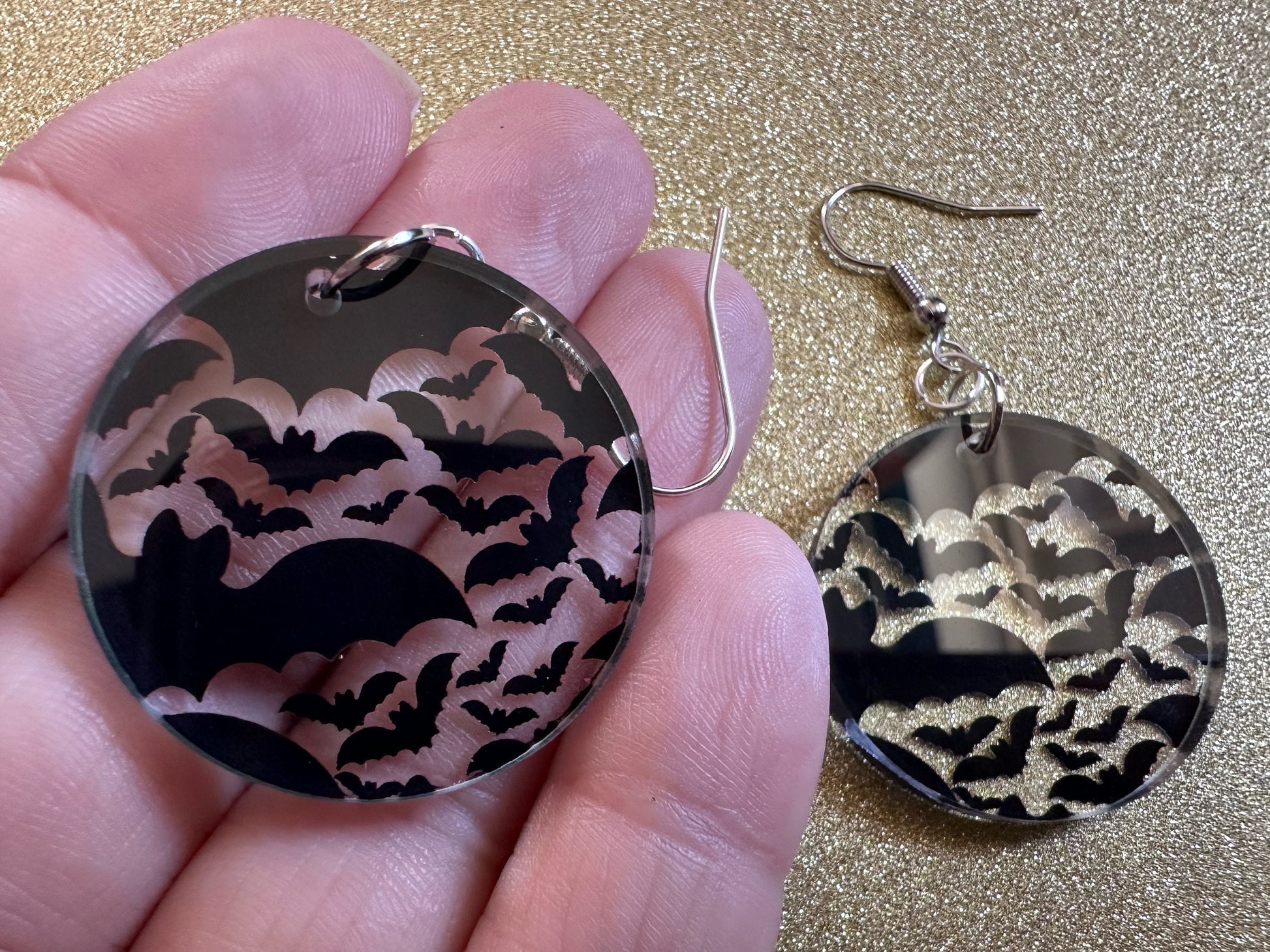 Flying Bat Earrings: Laser Cut Acrylic Bats, Halloween, Magic, Spooky, Black Bats, Vamp, Vampire, Best Gifts for Her/Him/Them