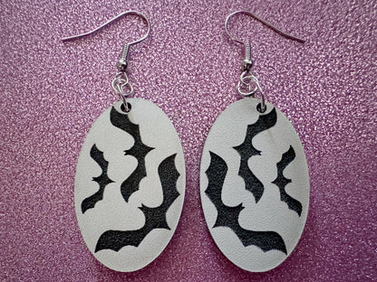Flying Bat Earrings: Laser Cut Acrylic Bats, Halloween, Magic, Spooky, Black Bats, Vamp, Vampire, Best Gifts for Her/Him/Them