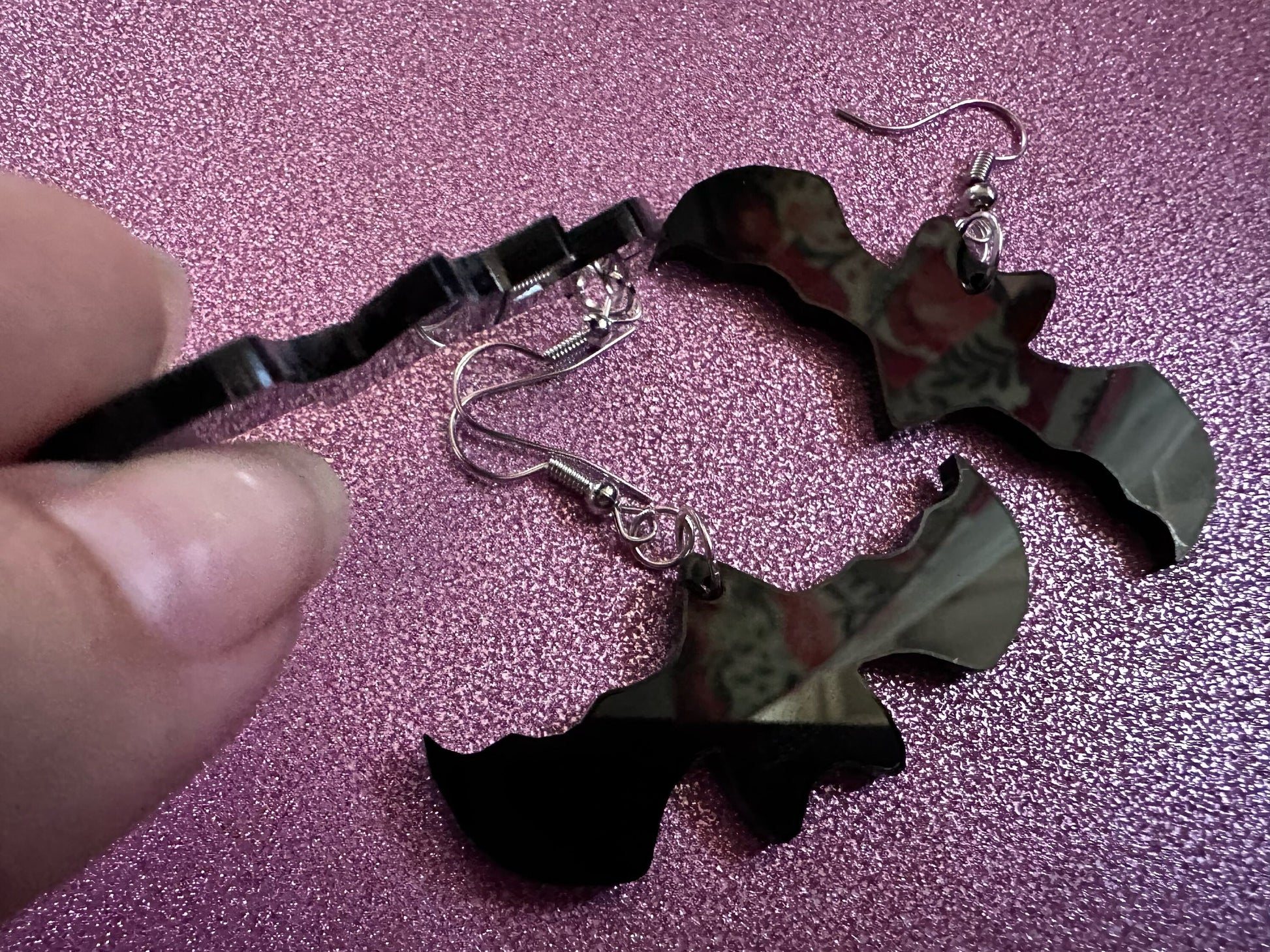Flying Bat Earrings: Laser Cut Acrylic Bats, Halloween, Magic, Spooky, Black Bats, Vamp, Vampire, Best Gifts for Her/Him/Them