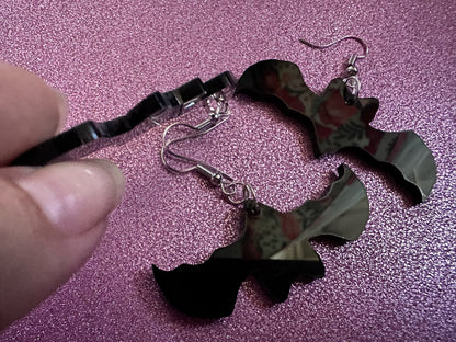 Flying Bat Earrings: Laser Cut Acrylic Bats, Halloween, Magic, Spooky, Black Bats, Vamp, Vampire, Best Gifts for Her/Him/Them