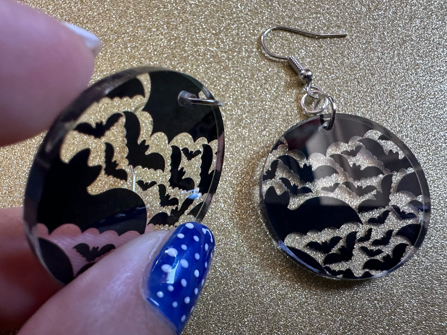 Flying Bat Earrings: Laser Cut Acrylic Bats, Halloween, Magic, Spooky, Black Bats, Vamp, Vampire, Best Gifts for Her/Him/Them