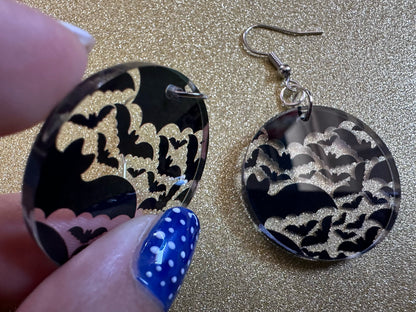 Flying Bat Earrings: Laser Cut Acrylic Bats, Halloween, Magic, Spooky, Black Bats, Vamp, Vampire, Best Gifts for Her/Him/Them