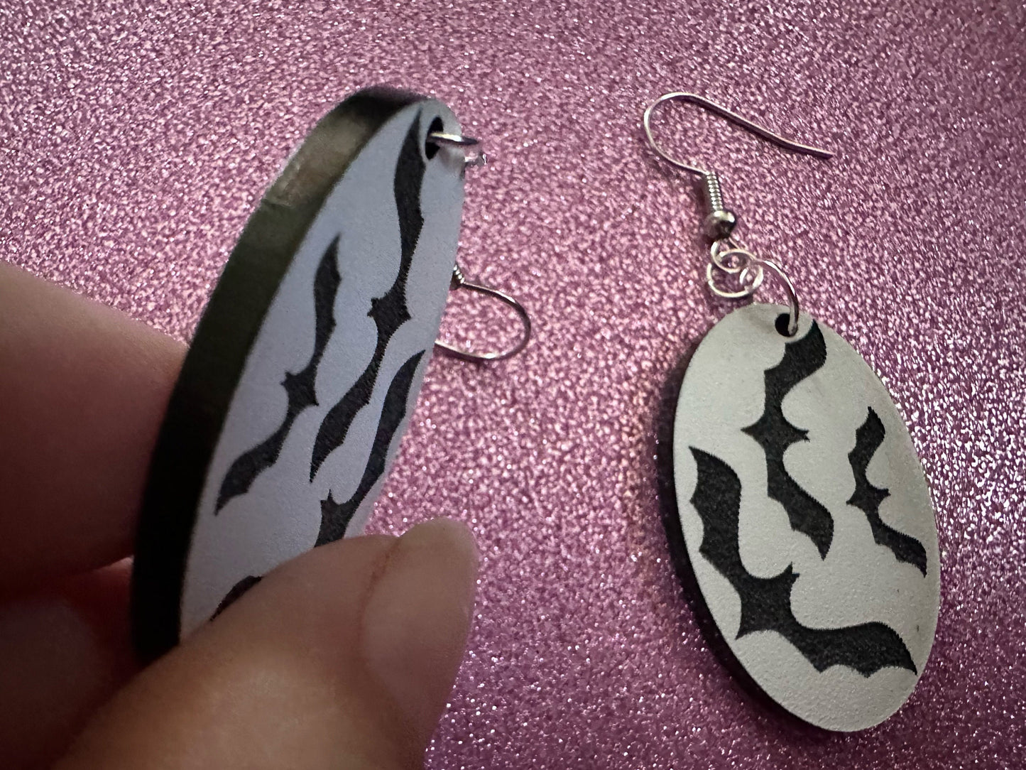 Flying Bat Earrings: Laser Cut Acrylic Bats, Halloween, Magic, Spooky, Black Bats, Vamp, Vampire, Best Gifts for Her/Him/Them