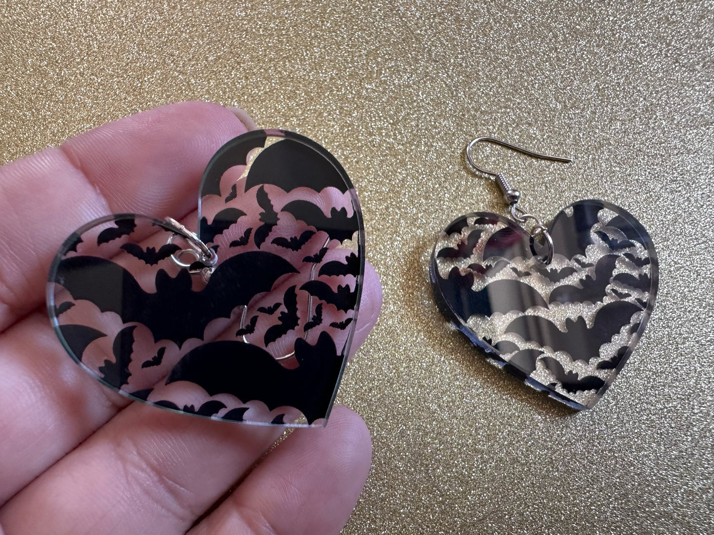 Flying Bat Earrings: Laser Cut Acrylic Bats, Halloween, Magic, Spooky, Black Bats, Vamp, Vampire, Best Gifts for Her/Him/Them
