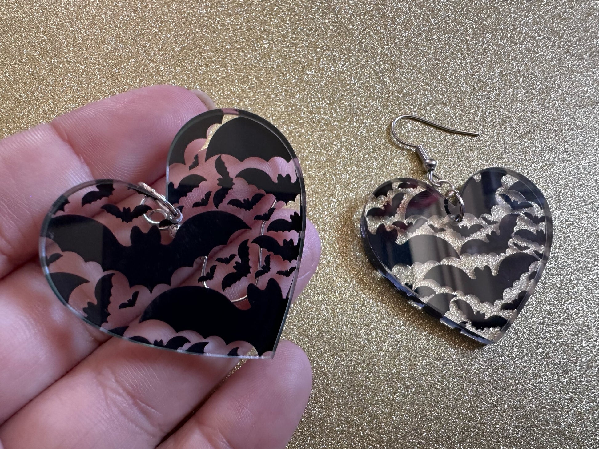 Flying Bat Earrings: Laser Cut Acrylic Bats, Halloween, Magic, Spooky, Black Bats, Vamp, Vampire, Best Gifts for Her/Him/Them