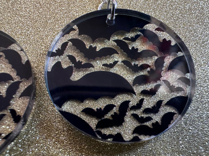 Flying Bat Earrings: Laser Cut Acrylic Bats, Halloween, Magic, Spooky, Black Bats, Vamp, Vampire, Best Gifts for Her/Him/Them