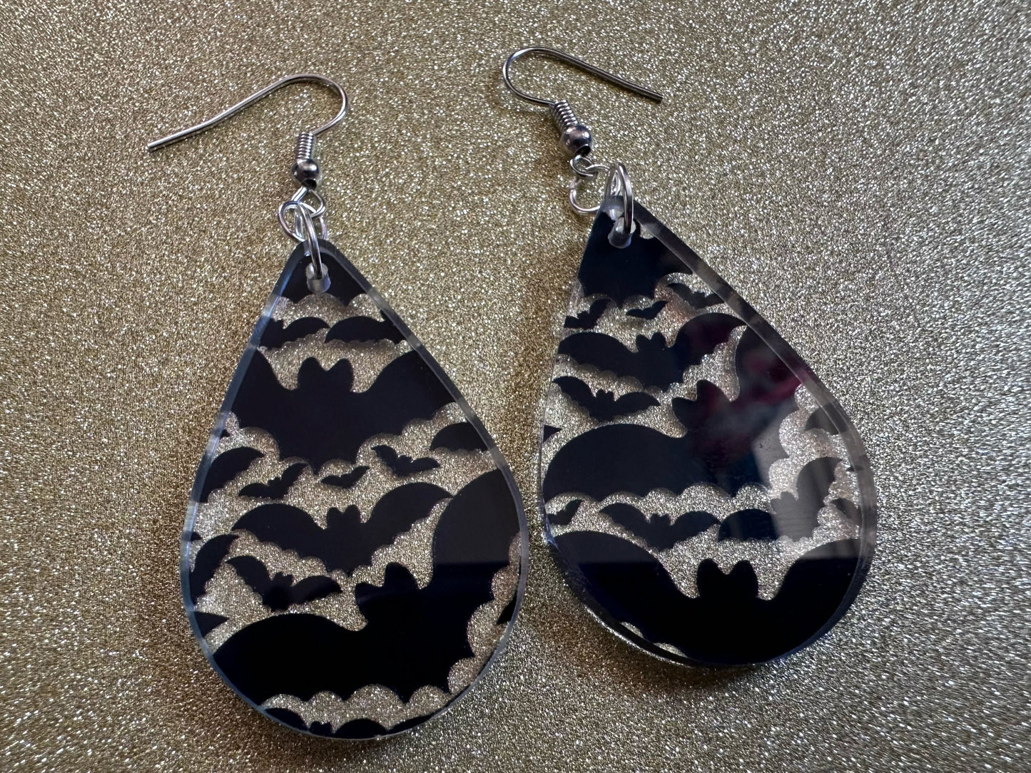 Flying Bat Earrings: Laser Cut Acrylic Bats, Halloween, Magic, Spooky, Black Bats, Vamp, Vampire, Best Gifts for Her/Him/Them