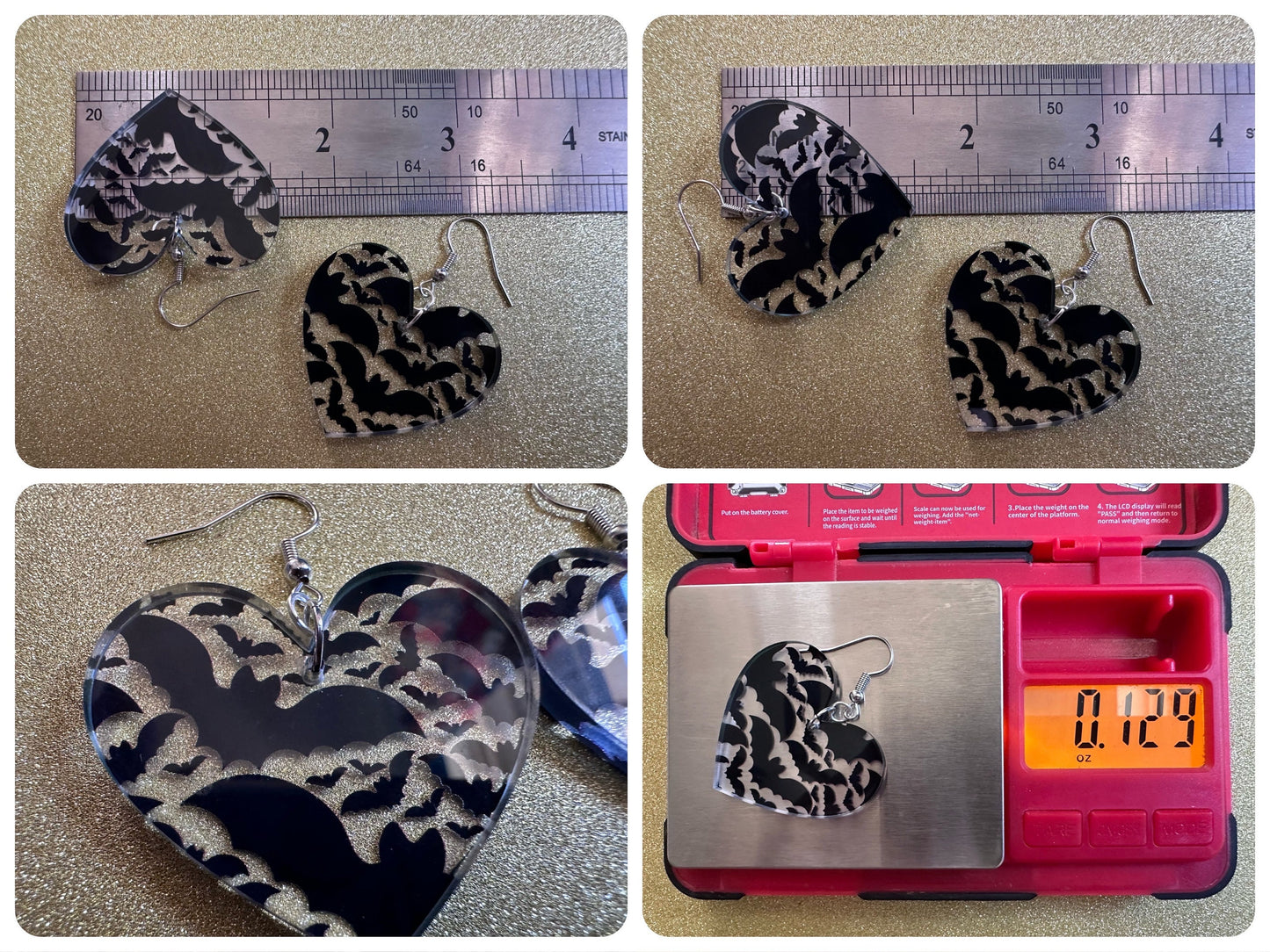 Flying Bat Earrings: Laser Cut Acrylic Bats, Halloween, Magic, Spooky, Black Bats, Vamp, Vampire, Best Gifts for Her/Him/Them