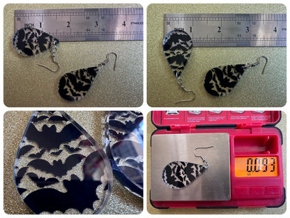 Flying Bat Earrings: Laser Cut Acrylic Bats, Halloween, Magic, Spooky, Black Bats, Vamp, Vampire, Best Gifts for Her/Him/Them