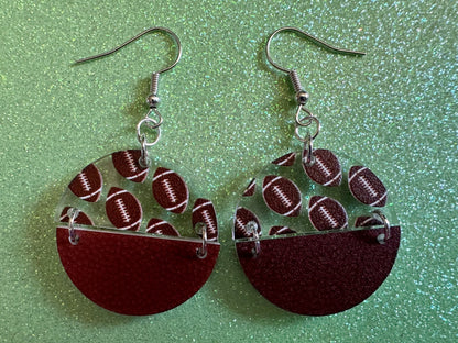 Football Earrings: Laser Cut Acrylic Football Balls, American Football, Sports, NFL, Tailgate, Team, Sport, Best Gifts for Her/Him/Them