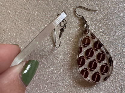 Football Earrings: Laser Cut Acrylic Football Balls, American Football, Sports, NFL, Tailgate, Team, Sport, Best Gifts for Her/Him/Them