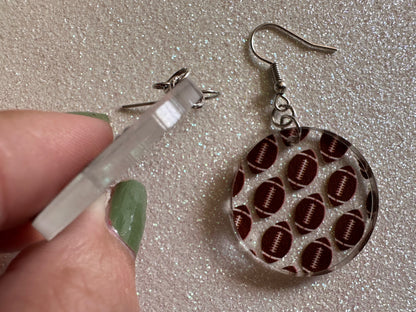 Football Earrings: Laser Cut Acrylic Football Balls, American Football, Sports, NFL, Tailgate, Team, Sport, Best Gifts for Her/Him/Them