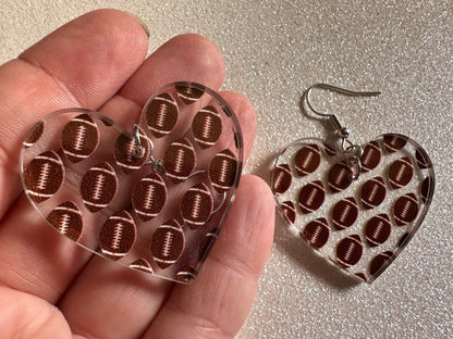 Football Earrings: Laser Cut Acrylic Football Balls, American Football, Sports, NFL, Tailgate, Team, Sport, Best Gifts for Her/Him/Them