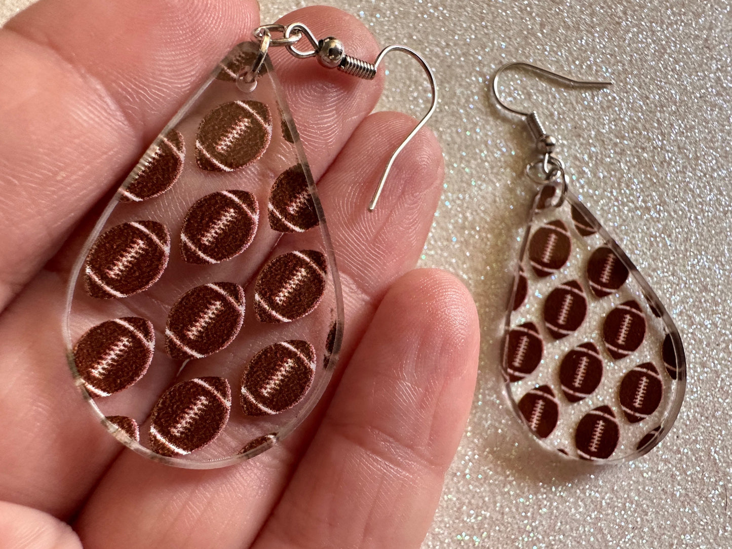 Football Earrings: Laser Cut Acrylic Football Balls, American Football, Sports, NFL, Tailgate, Team, Sport, Best Gifts for Her/Him/Them