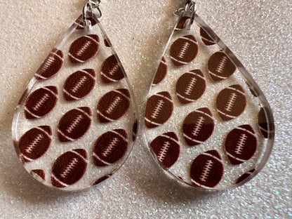 Football Earrings: Laser Cut Acrylic Football Balls, American Football, Sports, NFL, Tailgate, Team, Sport, Best Gifts for Her/Him/Them