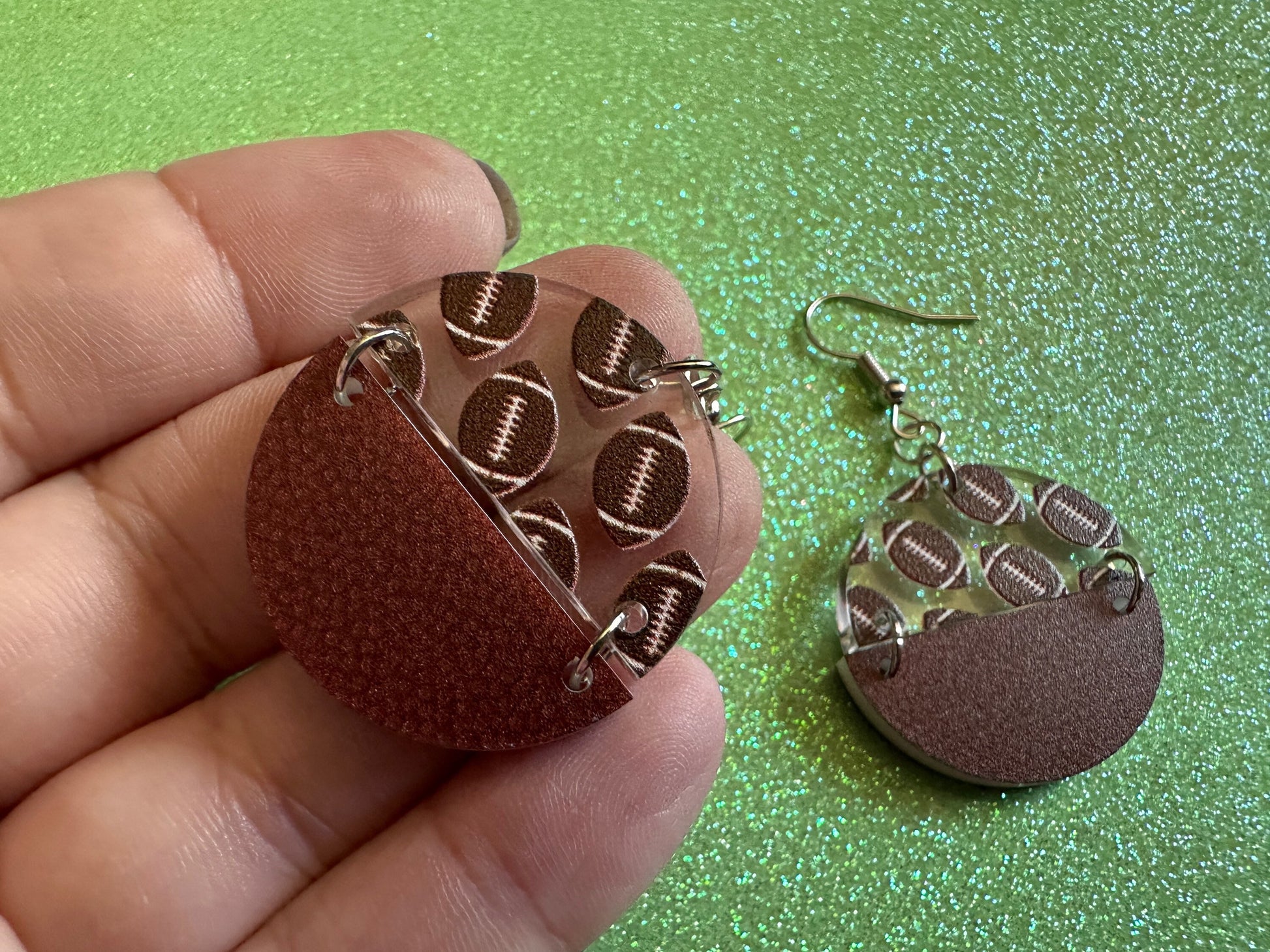 Football Earrings: Laser Cut Acrylic Football Balls, American Football, Sports, NFL, Tailgate, Team, Sport, Best Gifts for Her/Him/Them