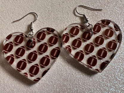 Football Earrings: Laser Cut Acrylic Football Balls, American Football, Sports, NFL, Tailgate, Team, Sport, Best Gifts for Her/Him/Them