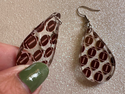 Football Earrings: Laser Cut Acrylic Football Balls, American Football, Sports, NFL, Tailgate, Team, Sport, Best Gifts for Her/Him/Them