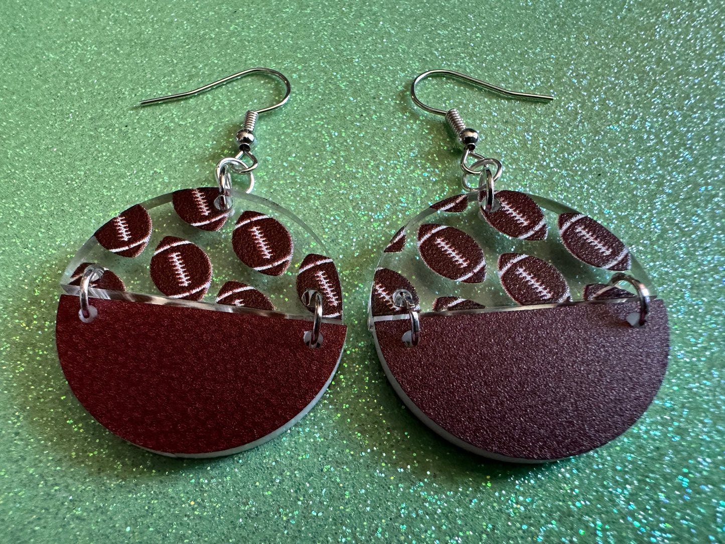 Football Earrings: Laser Cut Acrylic Football Balls, American Football, Sports, NFL, Tailgate, Team, Sport, Best Gifts for Her/Him/Them