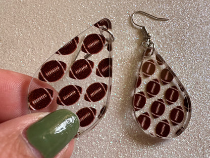 Football Earrings: Laser Cut Acrylic Football Balls, American Football, Sports, NFL, Tailgate, Team, Sport, Best Gifts for Her/Him/Them