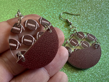 Football Earrings: Laser Cut Acrylic Football Balls, American Football, Sports, NFL, Tailgate, Team, Sport, Best Gifts for Her/Him/Them