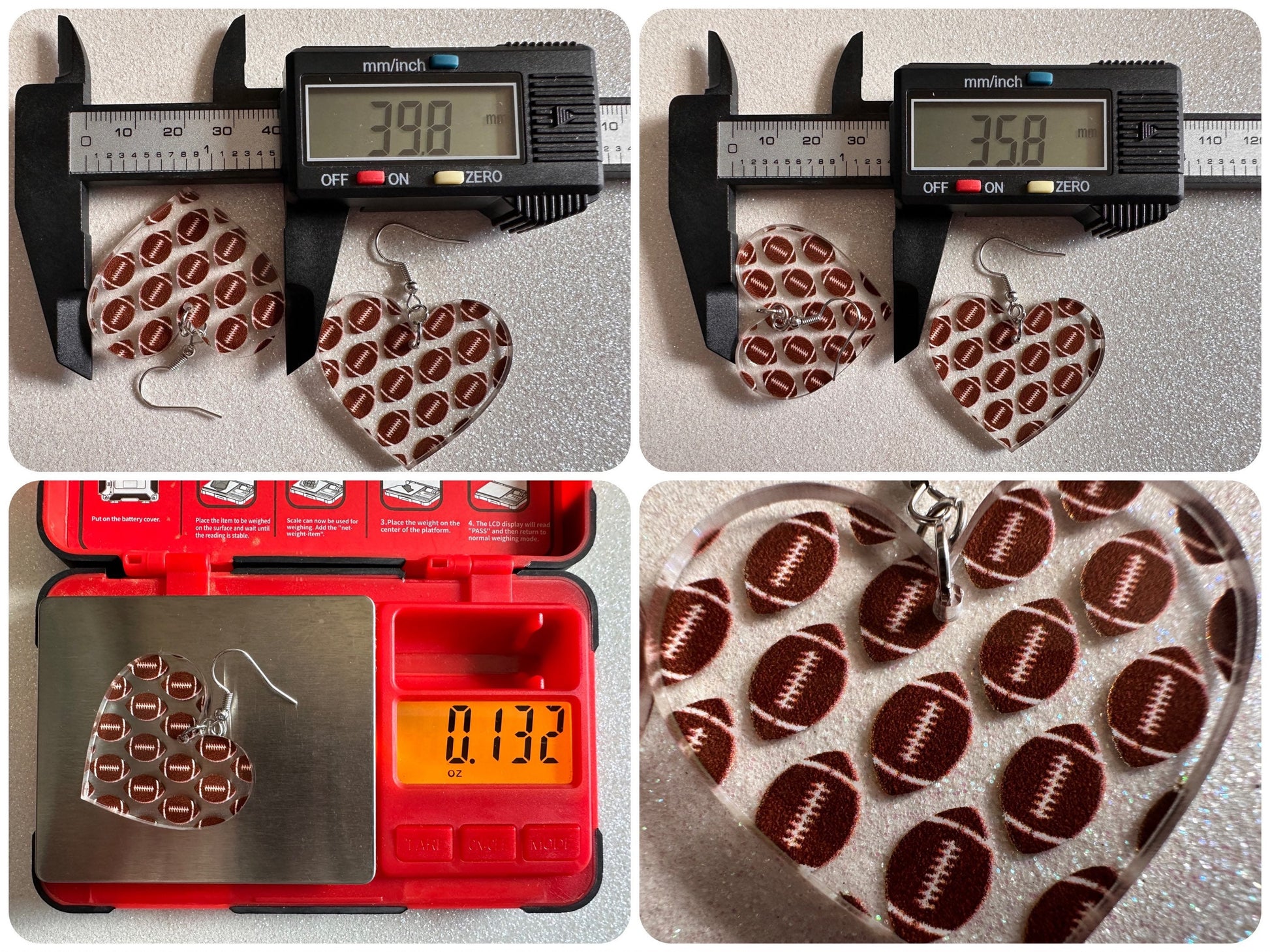 Football Earrings: Laser Cut Acrylic Football Balls, American Football, Sports, NFL, Tailgate, Team, Sport, Best Gifts for Her/Him/Them