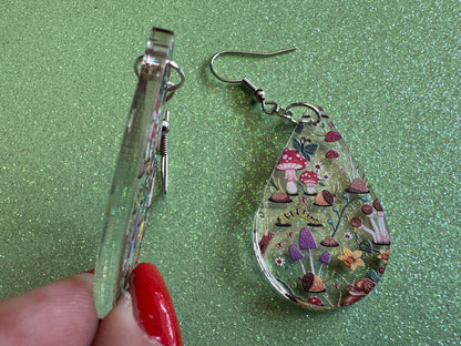 Forest Earrings: Laser Cut Acrylic Mushrooms, Trees, Snails, Amanita, Forest, Green, Insects, Cottage, Best Gifts for Her/Him/Them