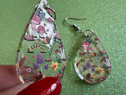 Forest Earrings: Laser Cut Acrylic Mushrooms, Trees, Snails, Amanita, Forest, Green, Insects, Cottage, Best Gifts for Her/Him/Them